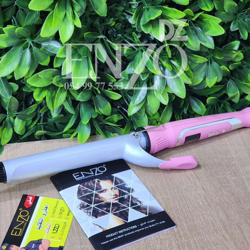 Kit de coiffure ENZO EN-6305B 3-en-1, couleur rose. Comprend sèche-cheveux ionique, fer à friser et lisseur à plaques céramique.