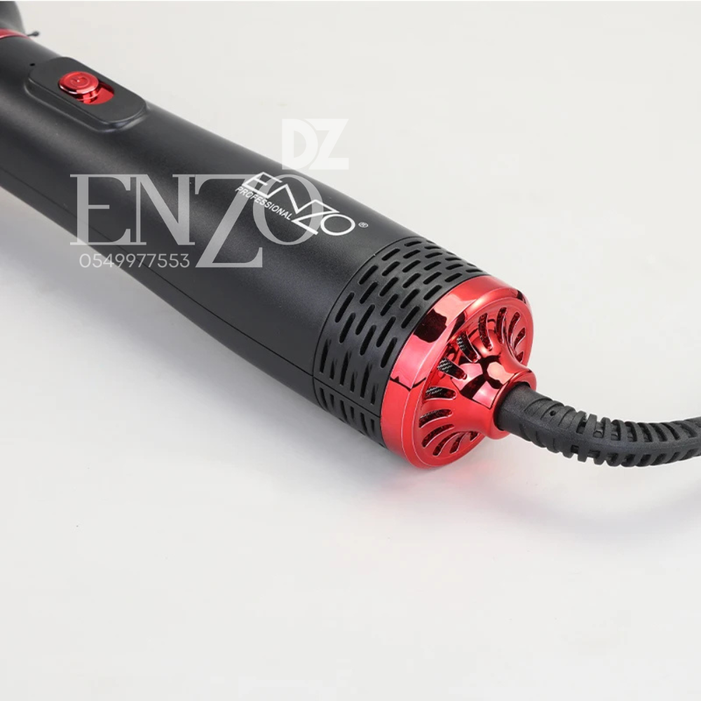 Brosse soufflante électrique ENZO Smooth+ EN-4123 4-en-1 de 1500W, revêtement céramique, couleur noire/rose, pour lissage et volume.