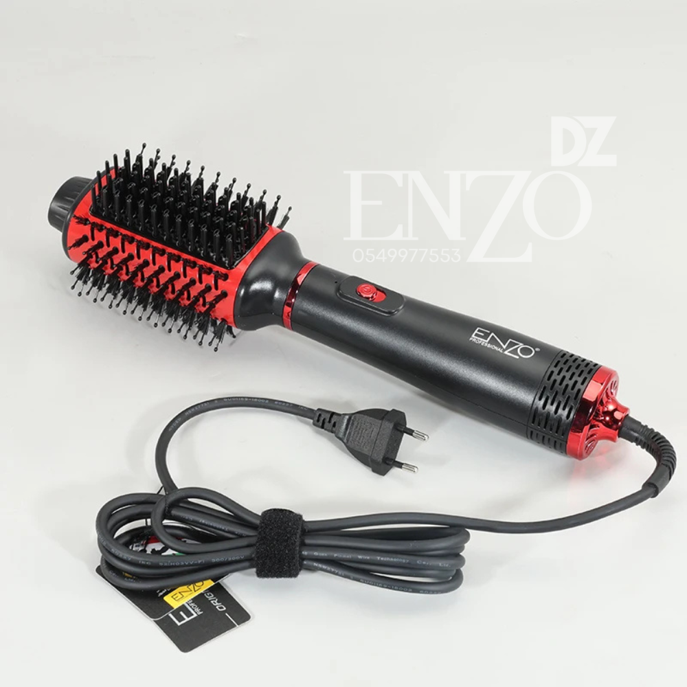 Brosse soufflante électrique ENZO Smooth+ EN-4123 4-en-1 de 1500W, revêtement céramique, couleur noire/rose, pour lissage et volume.
