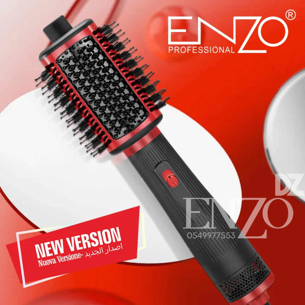 Brosse soufflante électrique ENZO Smooth+ EN-4123 4-en-1 de 1500W, revêtement céramique, couleur noire/rose, pour lissage et volume.
