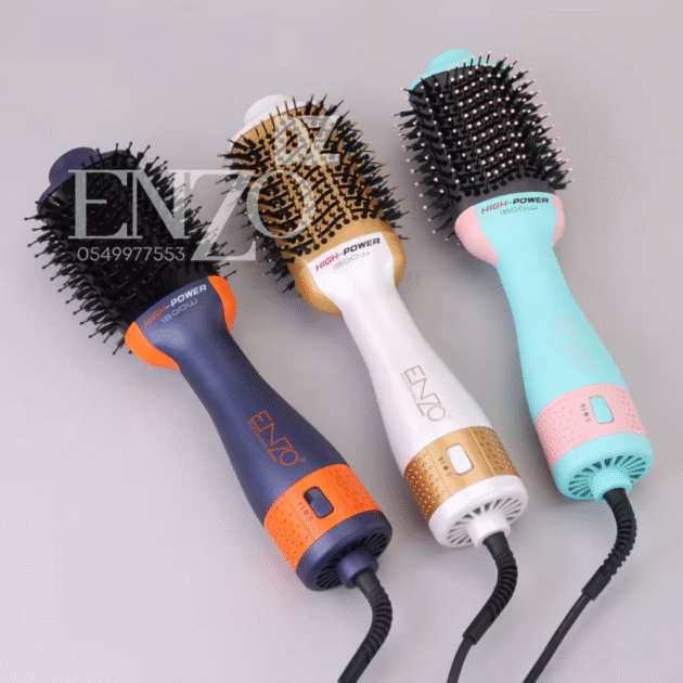 Brosse &agrave; air chaud ENZO EN-4134, 1500W, couleur bleue/rose, pour lissage, bouclage et volumateur avec technologie ionique.